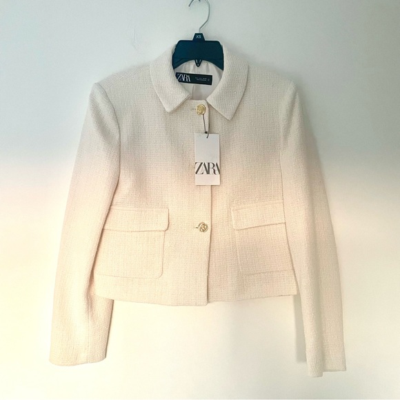 New ZARA Textured Short Blazer - Picture 5 of 7